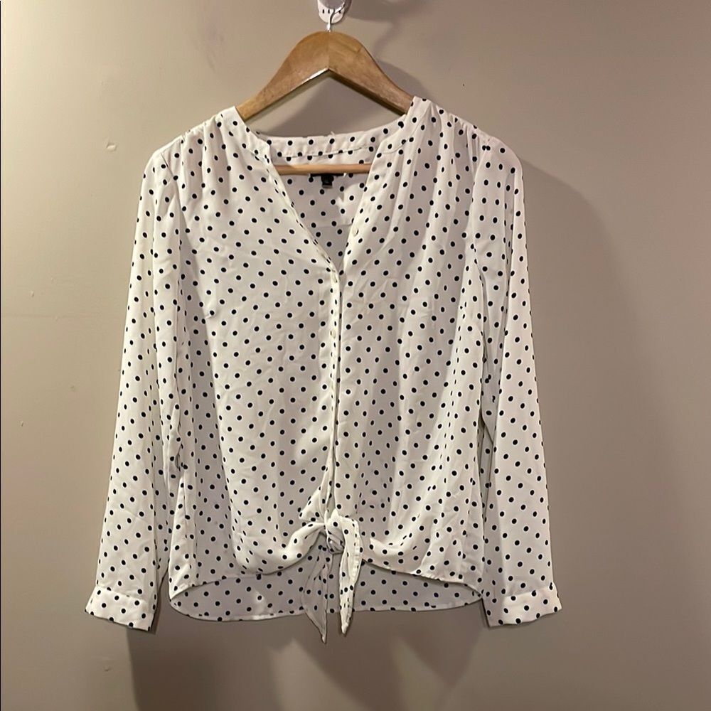 Talbots Polka Dot Tie-Front Blouse